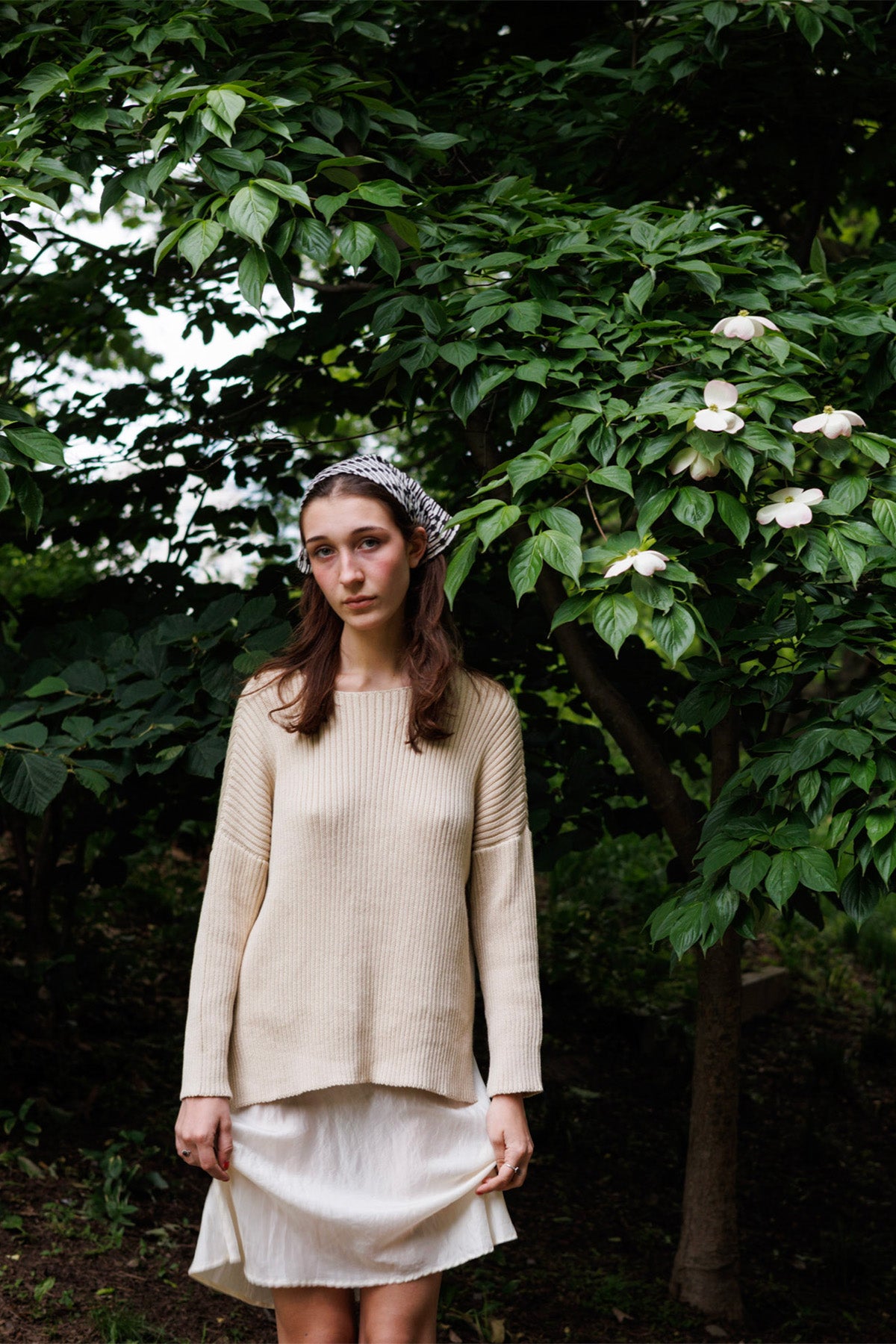 Ellie Pima Cotton Ribbed Pullover in Natural