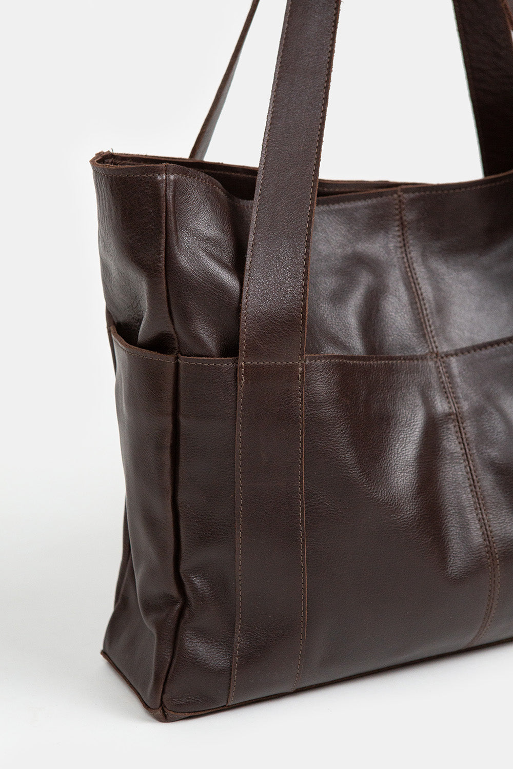 Erica Tanov | Etienne Leather Utility Tote in Nocino