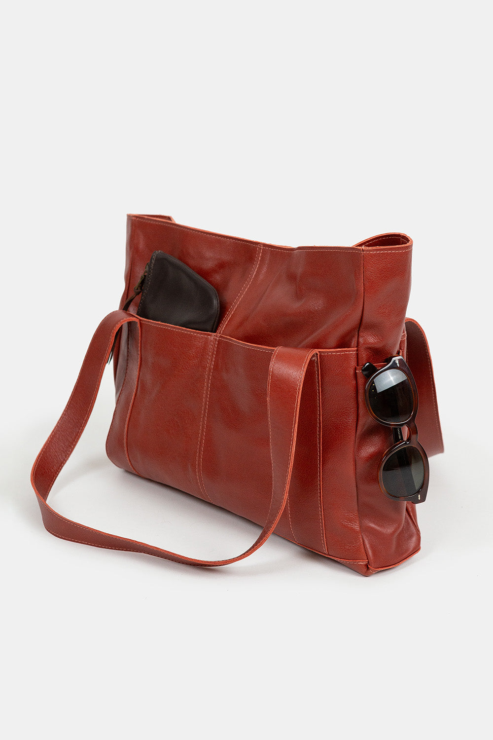 Etienne Leather Utility Tote in Tomato