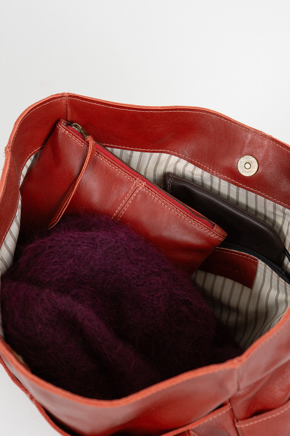 Etienne Leather Utility Tote in Tomato
