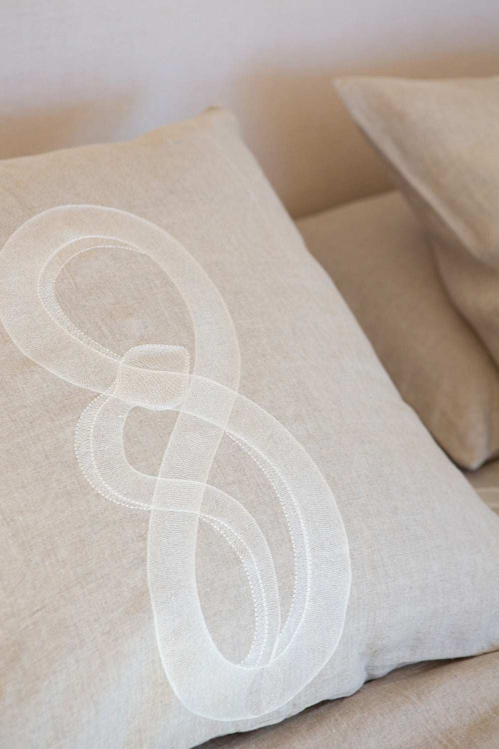 Serpens Embroidered Natural Linen Euro Sham