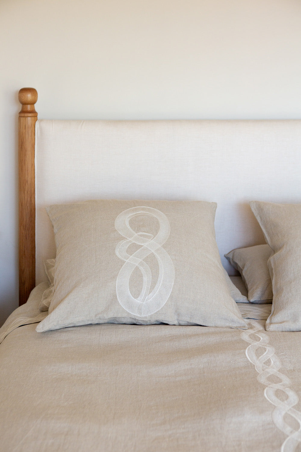 Serpens Embroidered Natural Linen Euro Sham