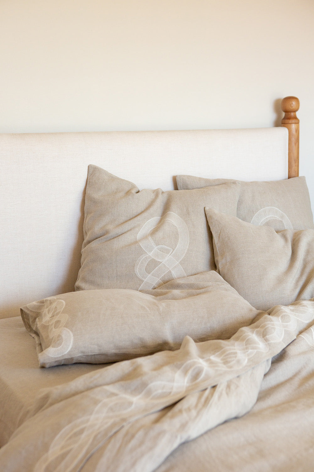 Serpens Embroidered Natural Linen Euro Sham