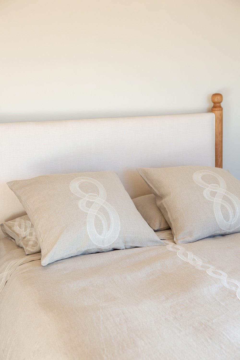 Serpens Embroidered Natural Linen Euro Sham