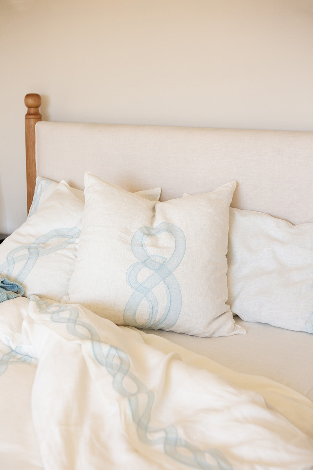 Serpens Embroidered Soft White Linen Euro Sham