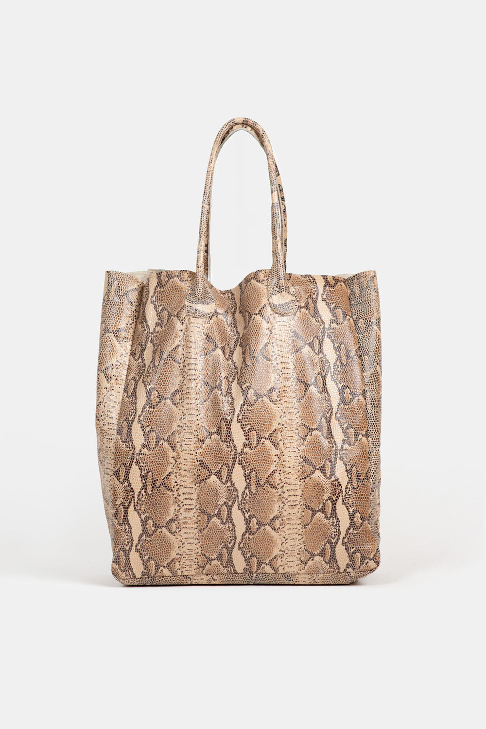 Eve Lambskin Leather Tote In Sand Snake