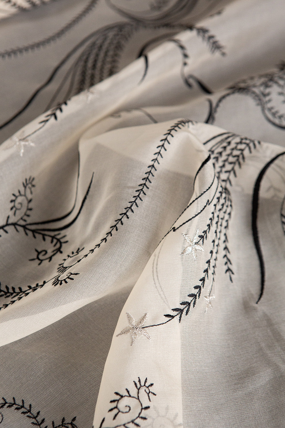Embroidered Paisley Silk Organza