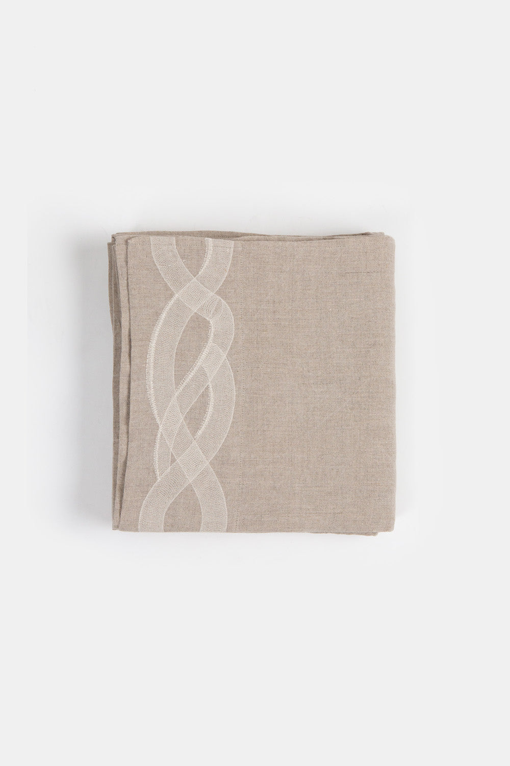 Serpens Embroidered Flat Top Sheet in Natural Linen
