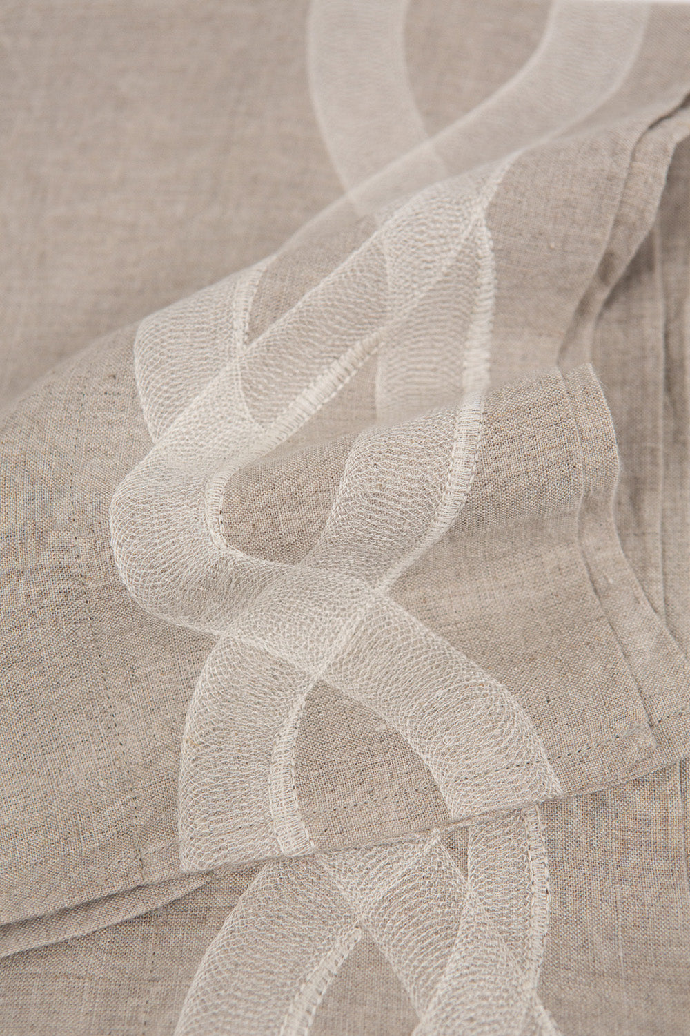 Serpens Embroidered Flat Top Sheet in Natural Linen