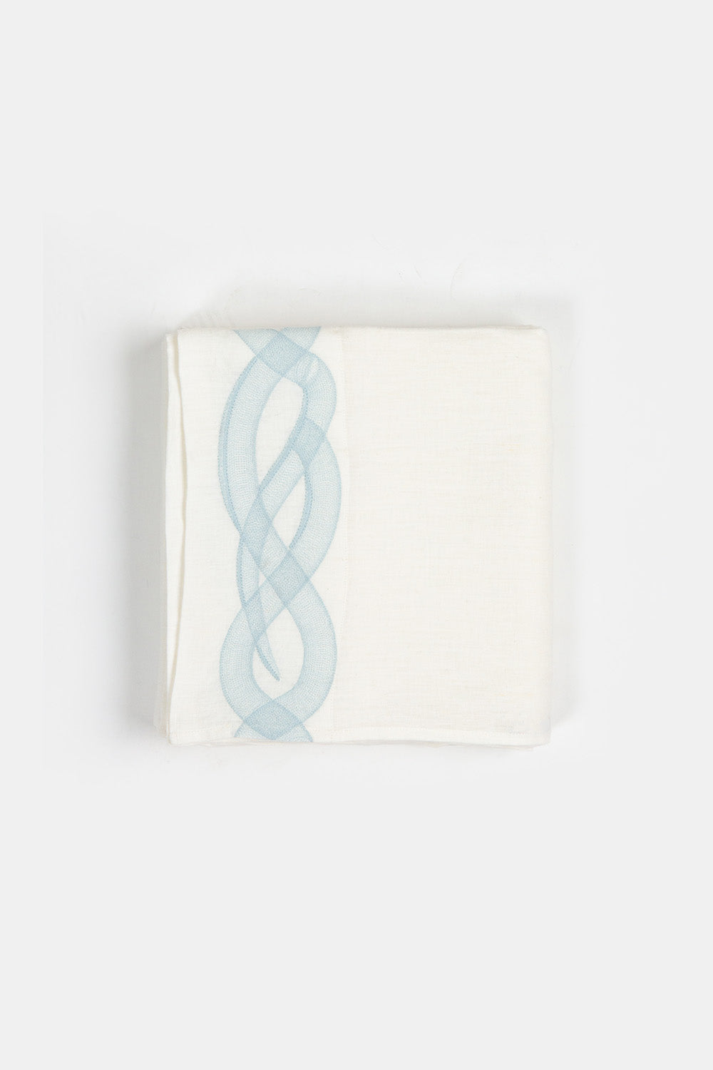 Serpens Embroidered Flat Top Sheet in Soft White Linen