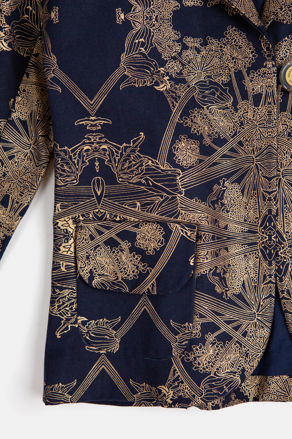 Flynn Cotton Jacket in Navy/Gold Botanicus