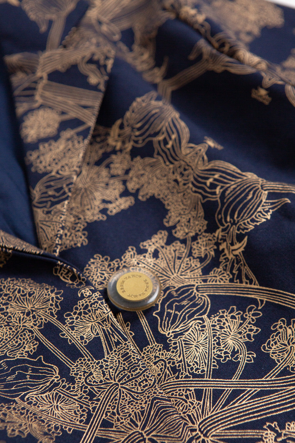 Flynn Cotton Jacket in Navy/Gold Botanicus