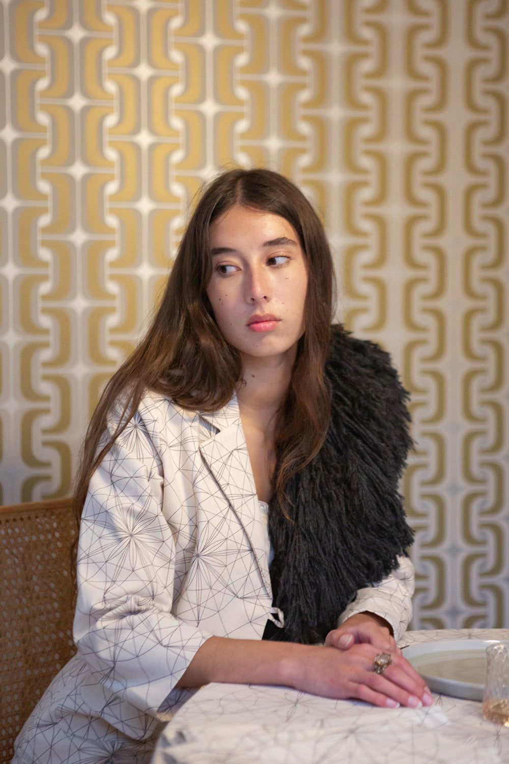 Alpaca Fringe Collar in Charcoal