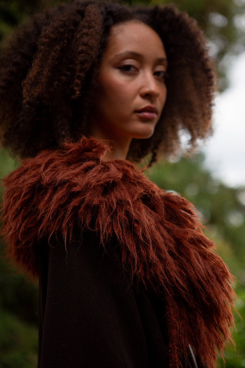 Alpaca Fringe Collar in Amaro