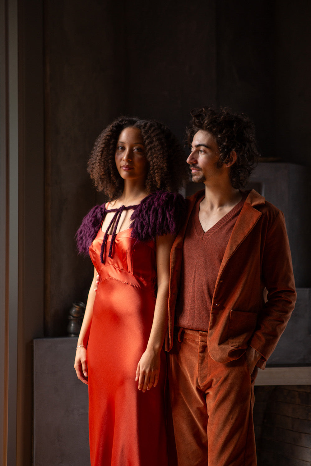 Alpaca Fringe Collar in Aubergine