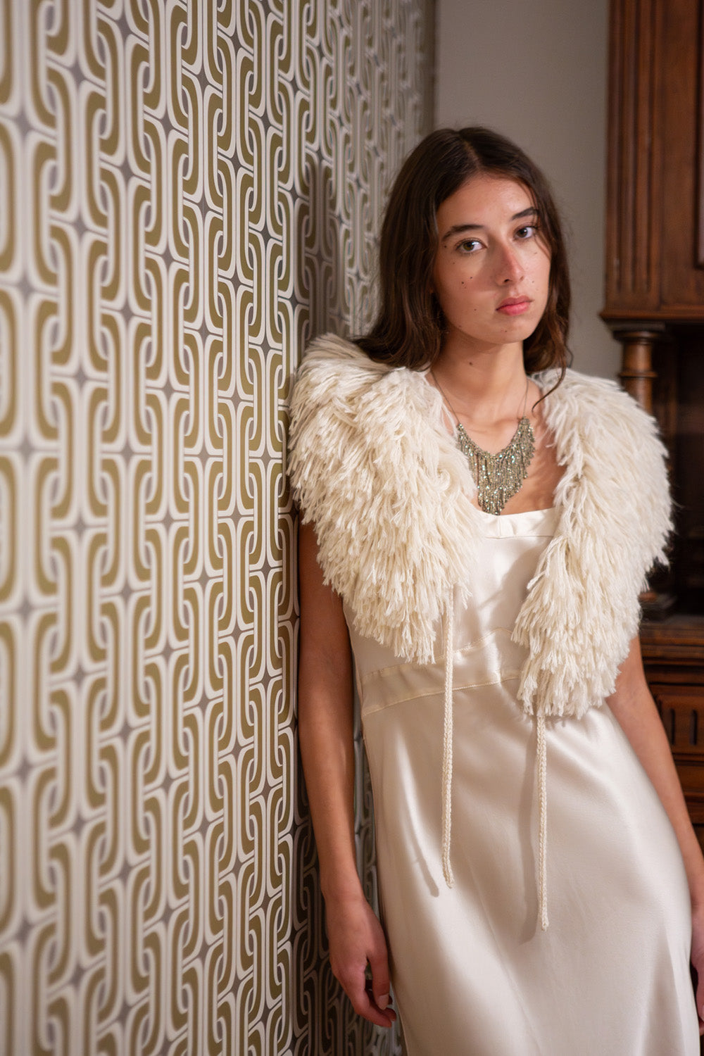 Alpaca Fringe Collar in Natural