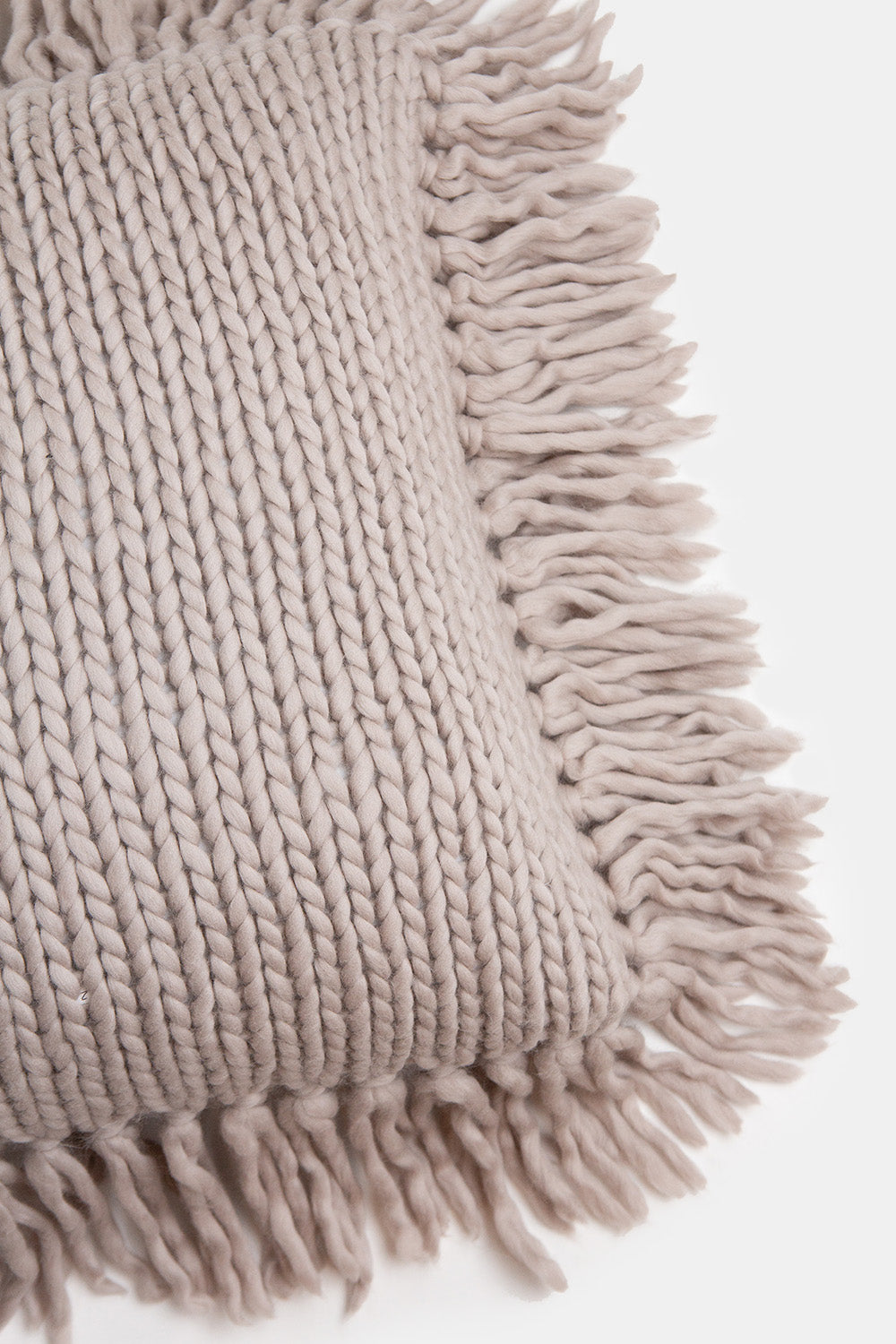 Merino Wool Fringe Pillow In Dove