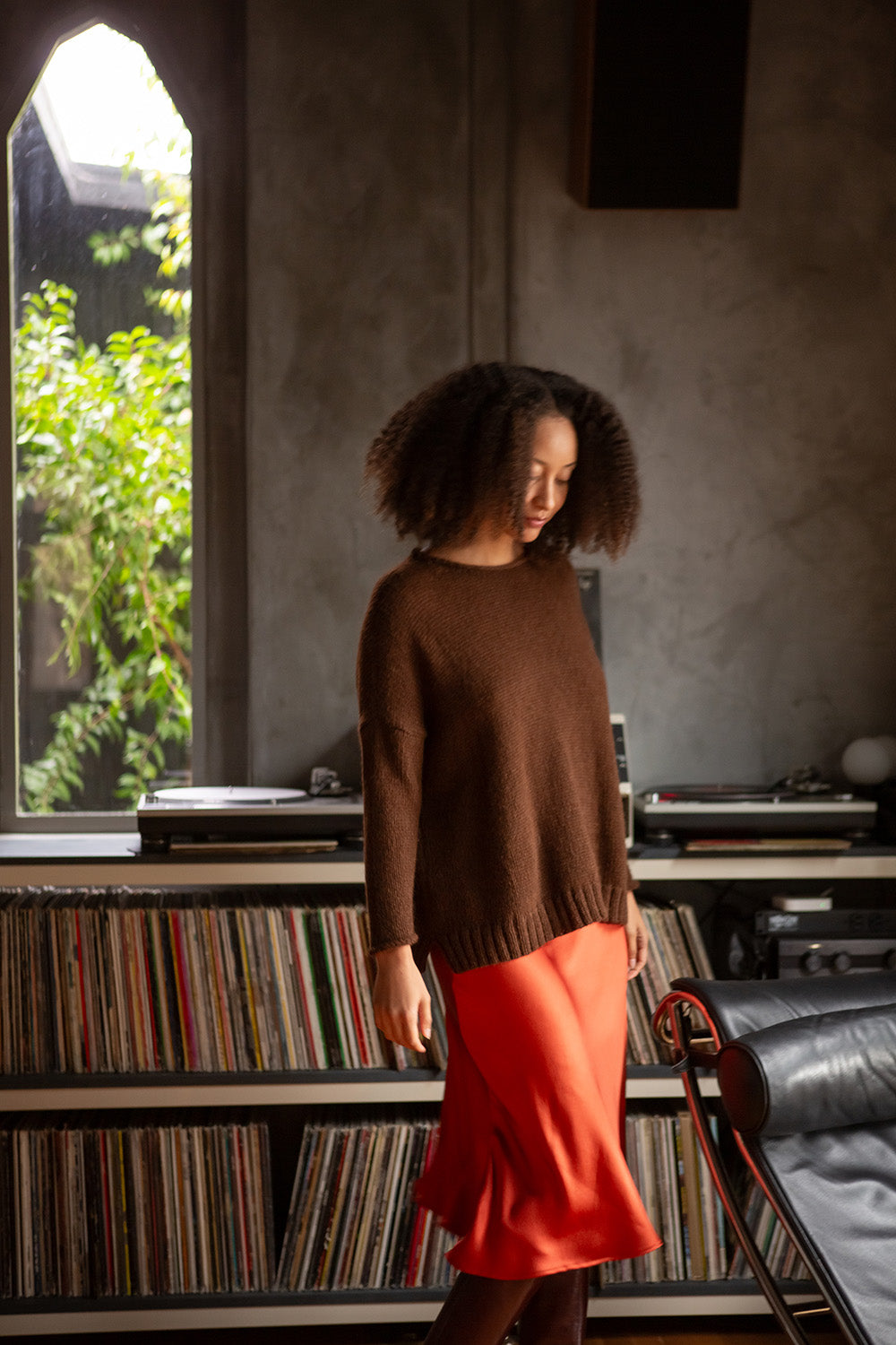 Gabrielle Alpaca Wool Rollneck Sweater in Black Walnut