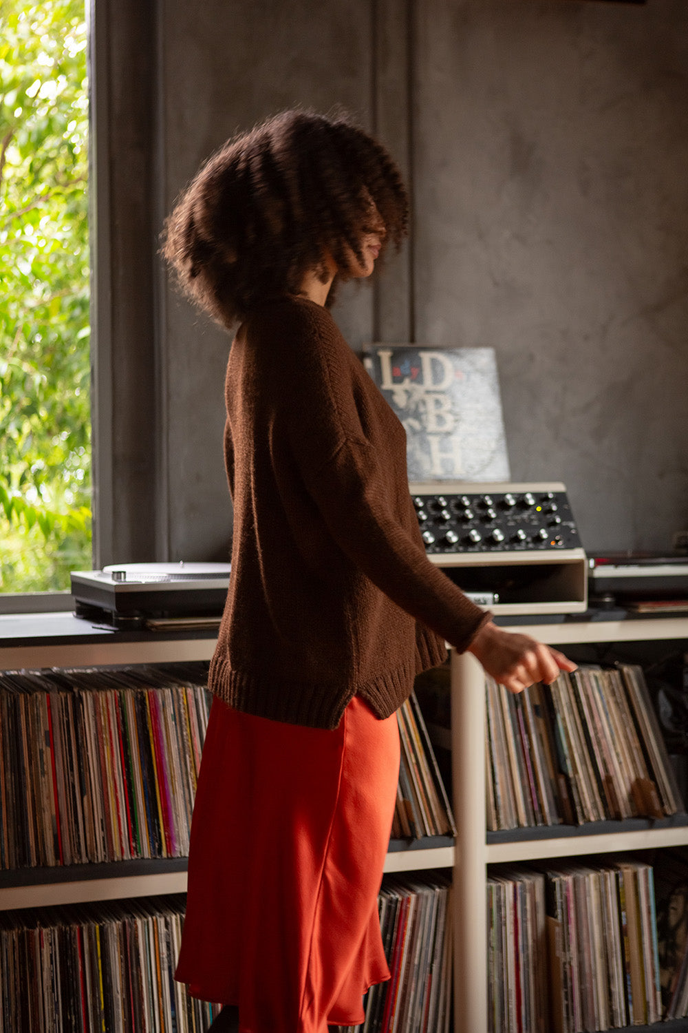 Gabrielle Alpaca Wool Rollneck Sweater in Black Walnut