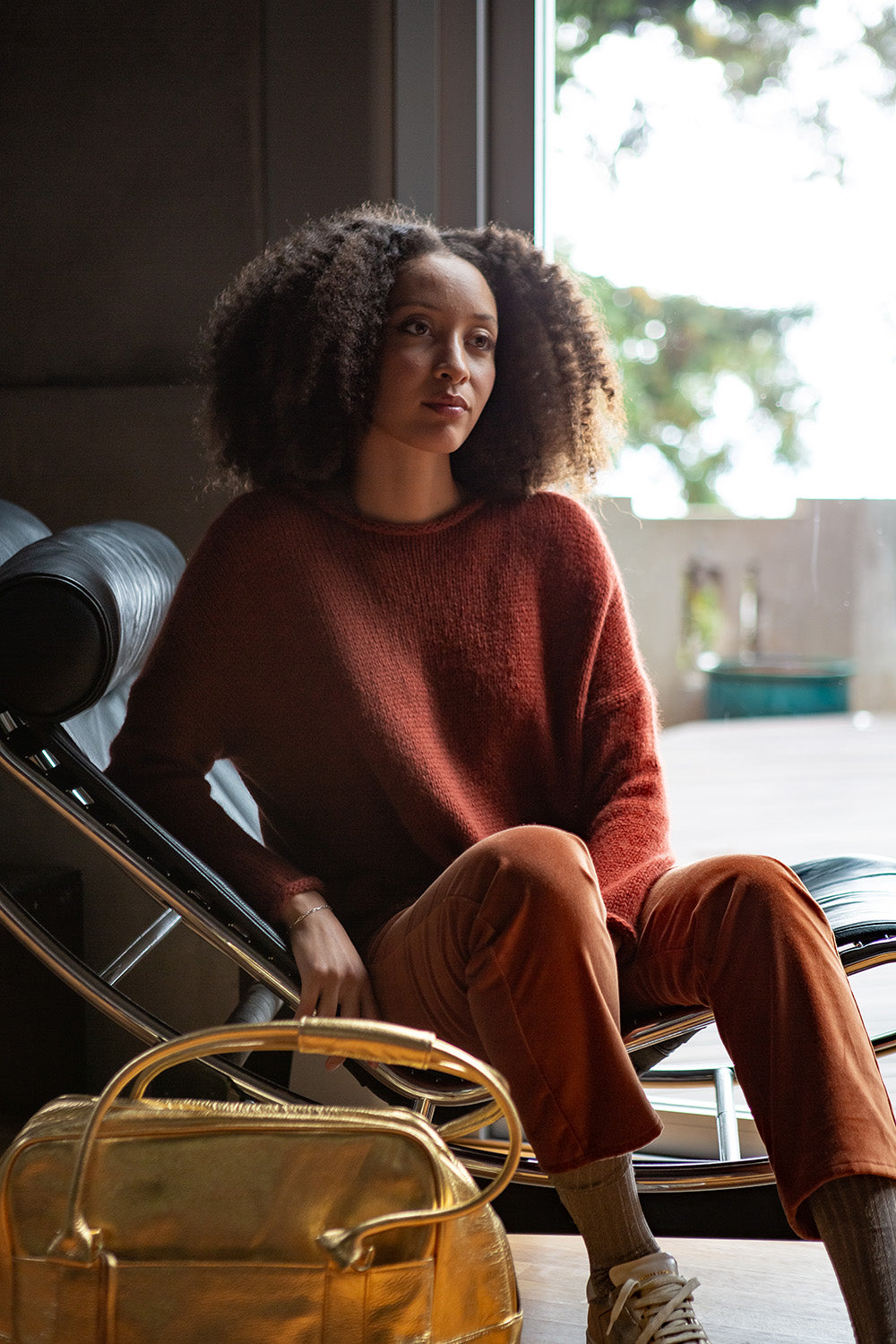 Gabrielle Alpaca Wool Rollneck Sweater in Goji