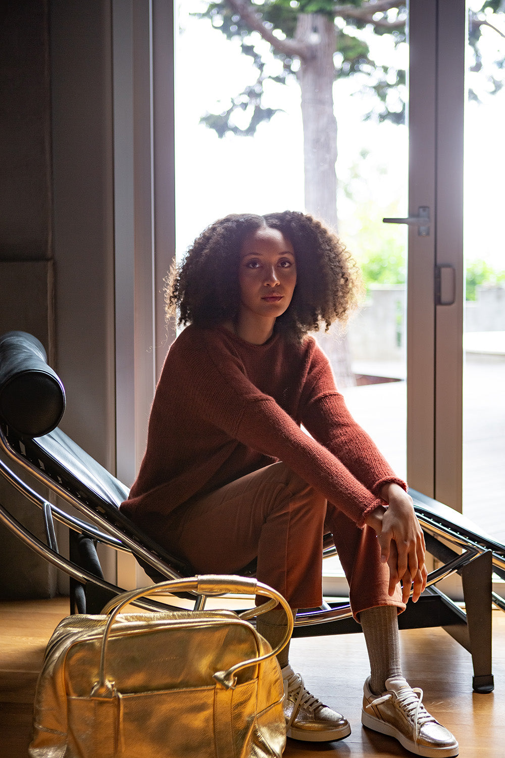 Gabrielle Alpaca Wool Rollneck Sweater in Goji