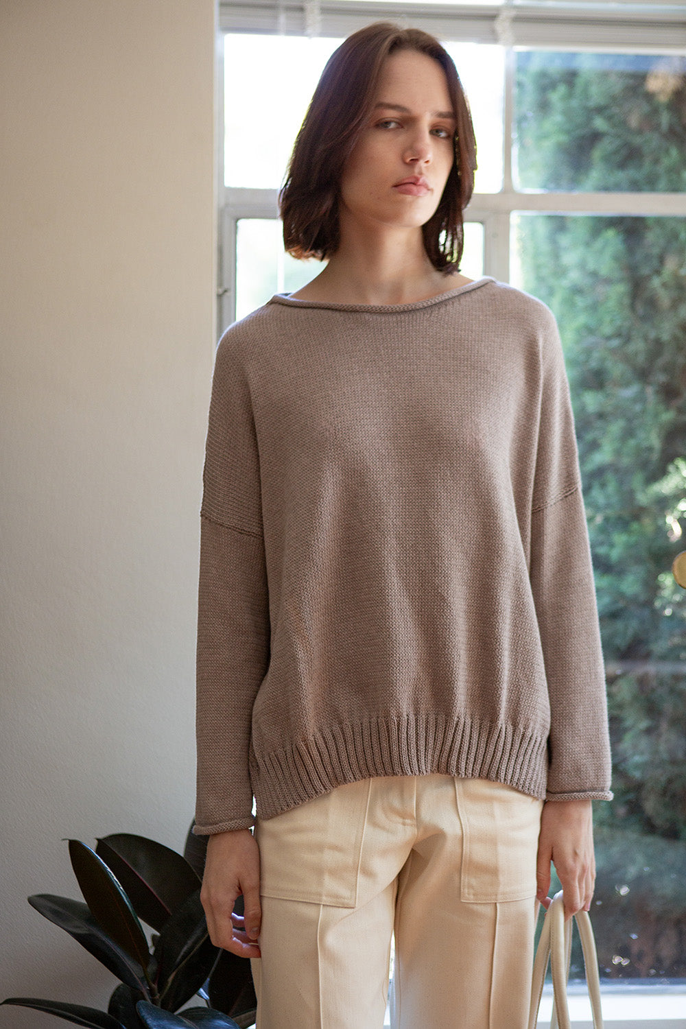Gabrielle Cotton Rollneck Sweater in Doe