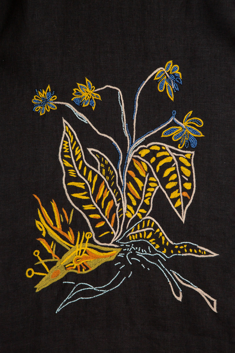 Girard Embroidered Linen Caftan In Bloom