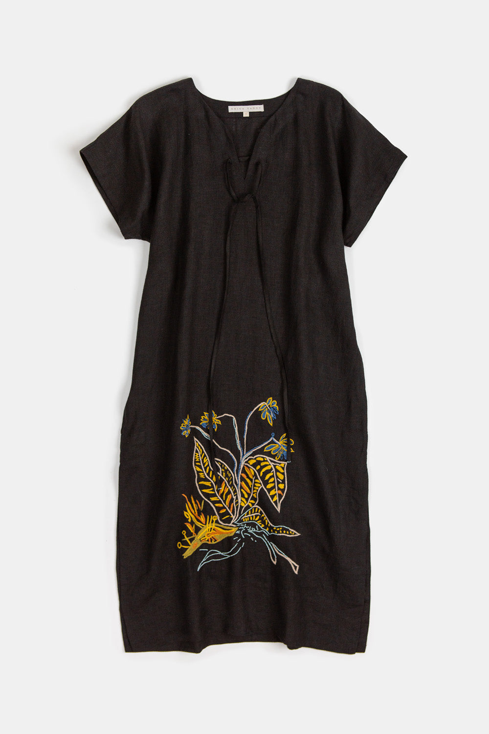 Girard Embroidered Linen Caftan In Bloom