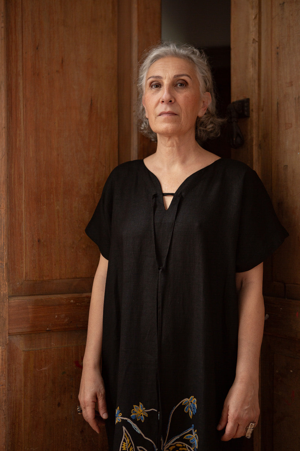 Girard Embroidered Linen Caftan In Bloom