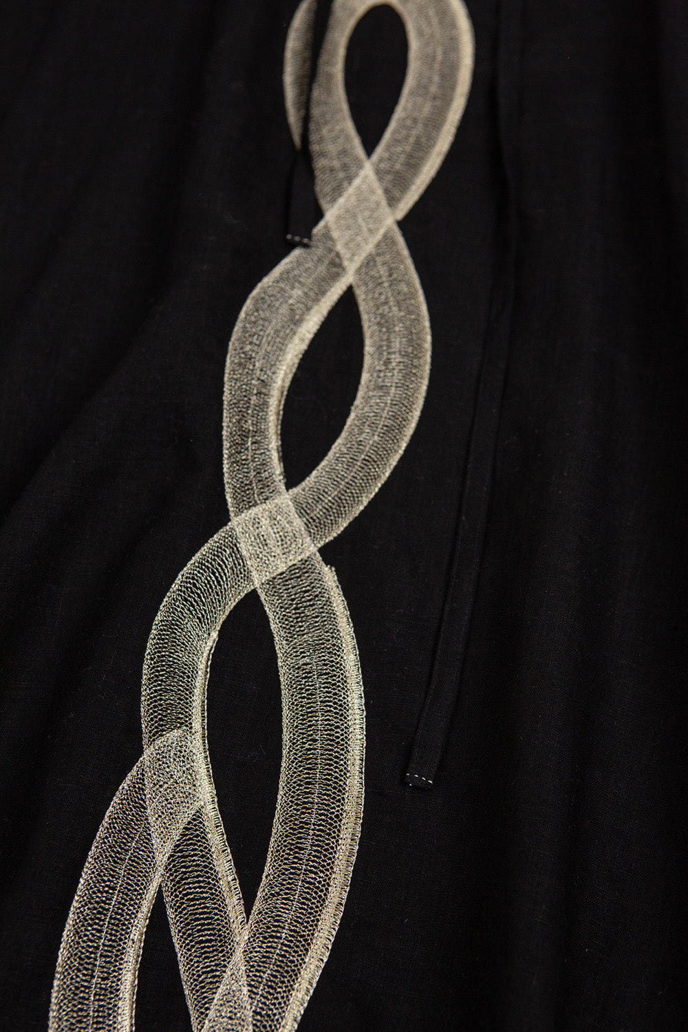 Girard Embroidered Caftan In Serpens Black Linen