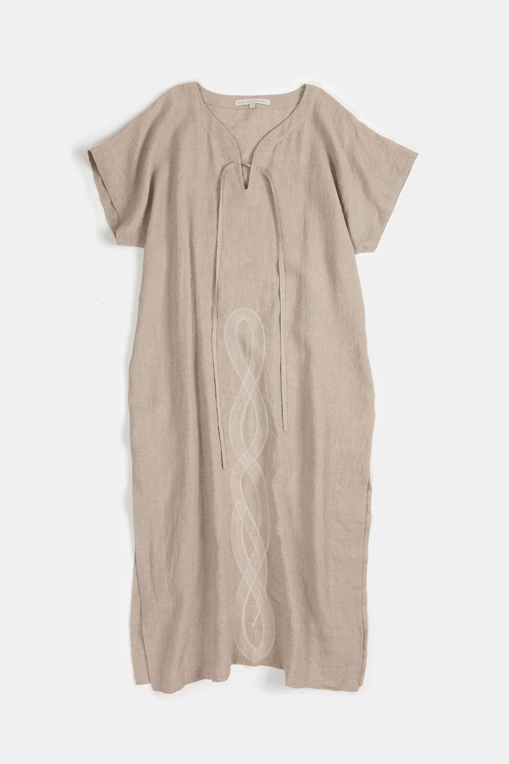 Girard Embroidered Caftan In Serpens Natual Linen