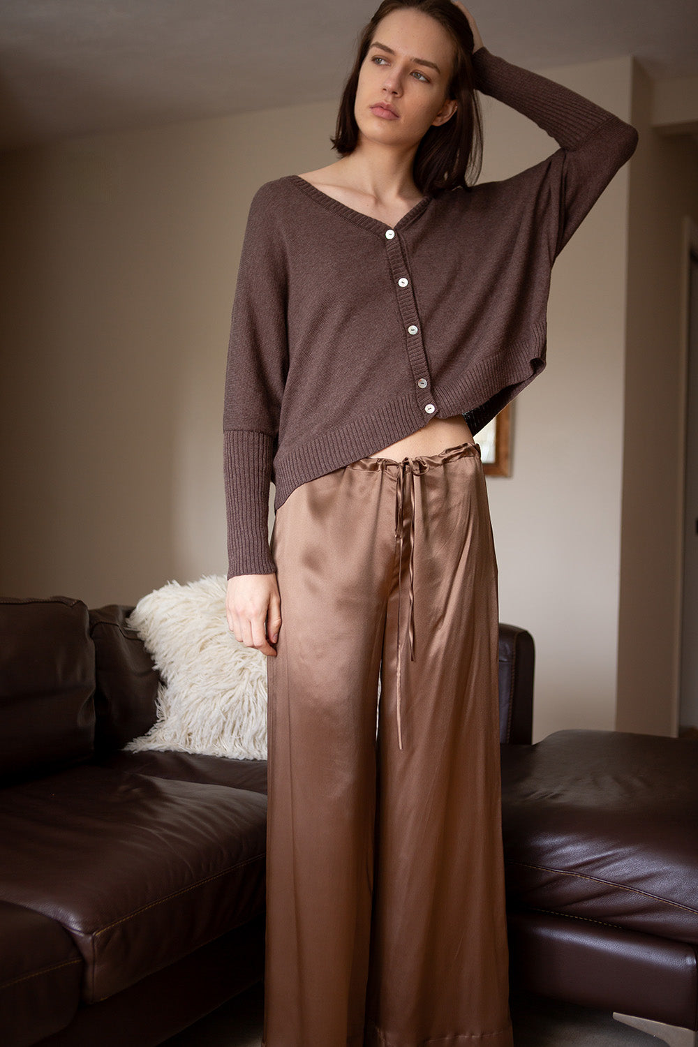 Grace Pima Cotton Cardigan in Driftwood