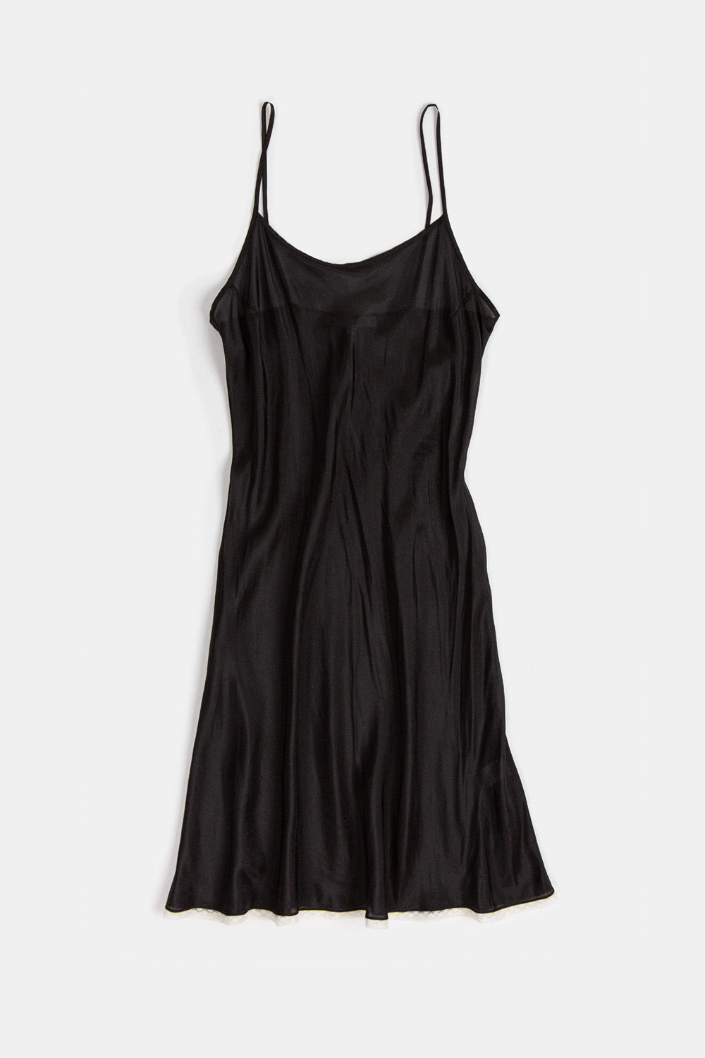 Greta Silk Slip Dress in Black/Ivory