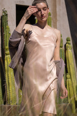 Greta Sueded Silk Charmeuse Slip Dress In Cameo