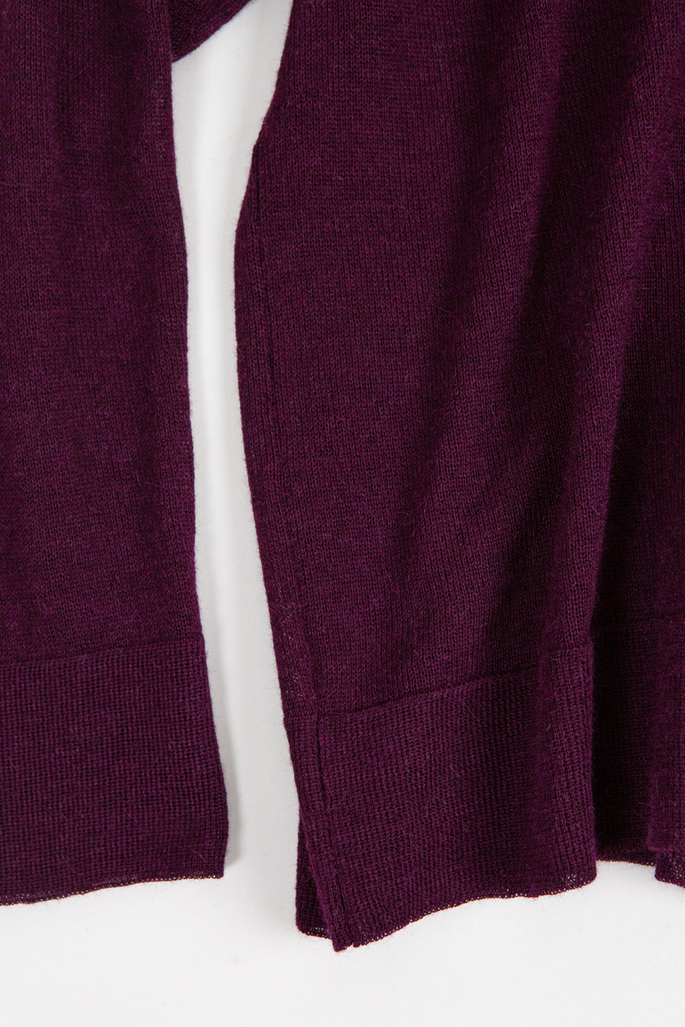 Alpaca V Neck Henley in Aubergine