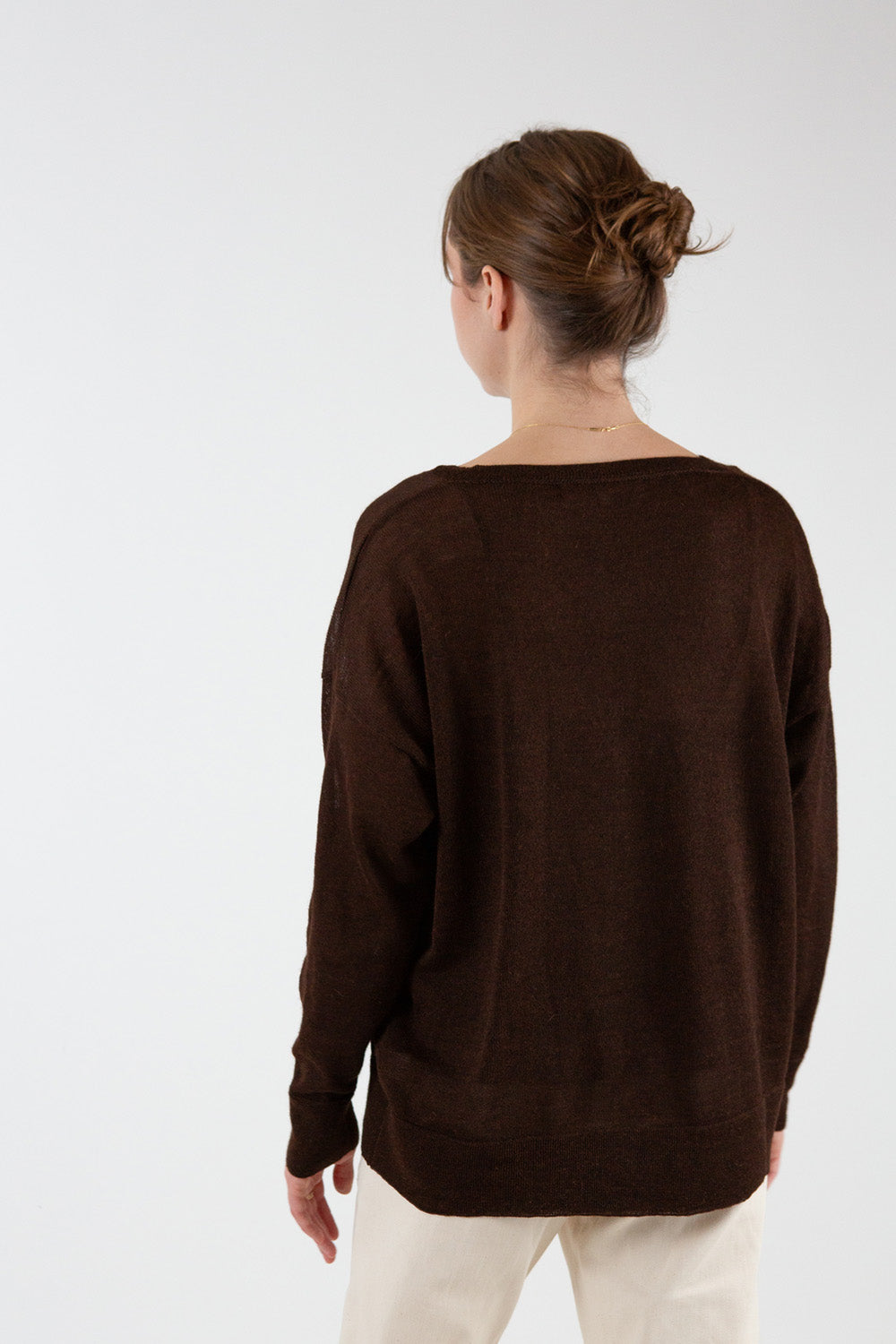 Alpaca V Neck Henley in Nocino