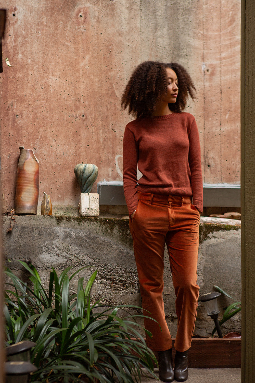 Hudson Cotton Velvet Pant In Cinnamon