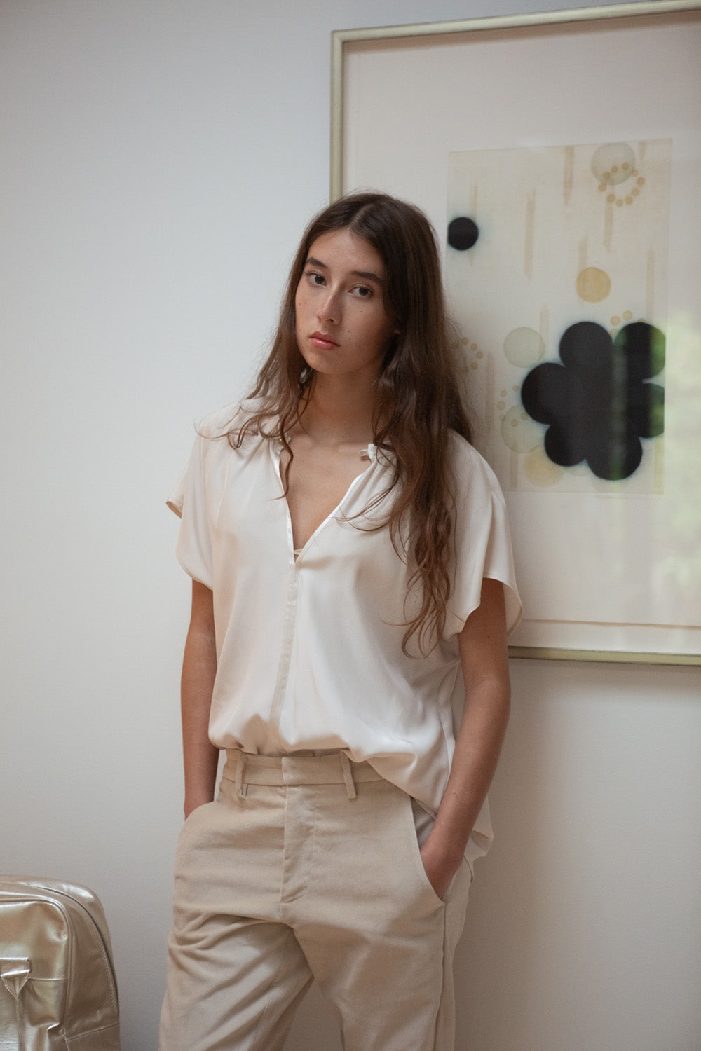 Hudson Cotton Velvet Pant In Porcelain