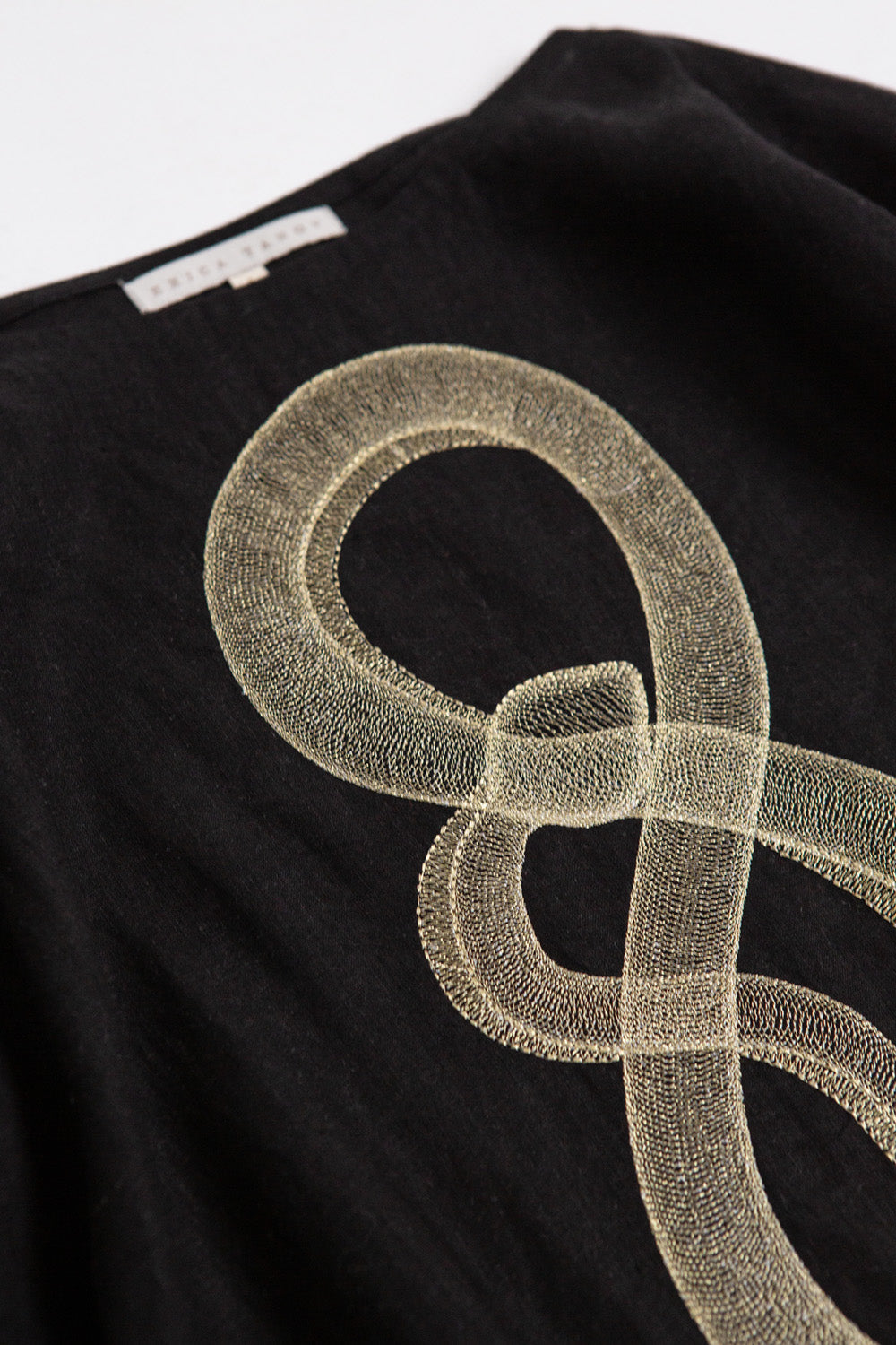 Ines Embroidered Dress In Serpens Black Linen