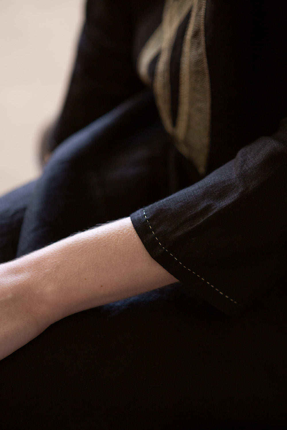 Ines Embroidered Dress In Serpens Black Linen