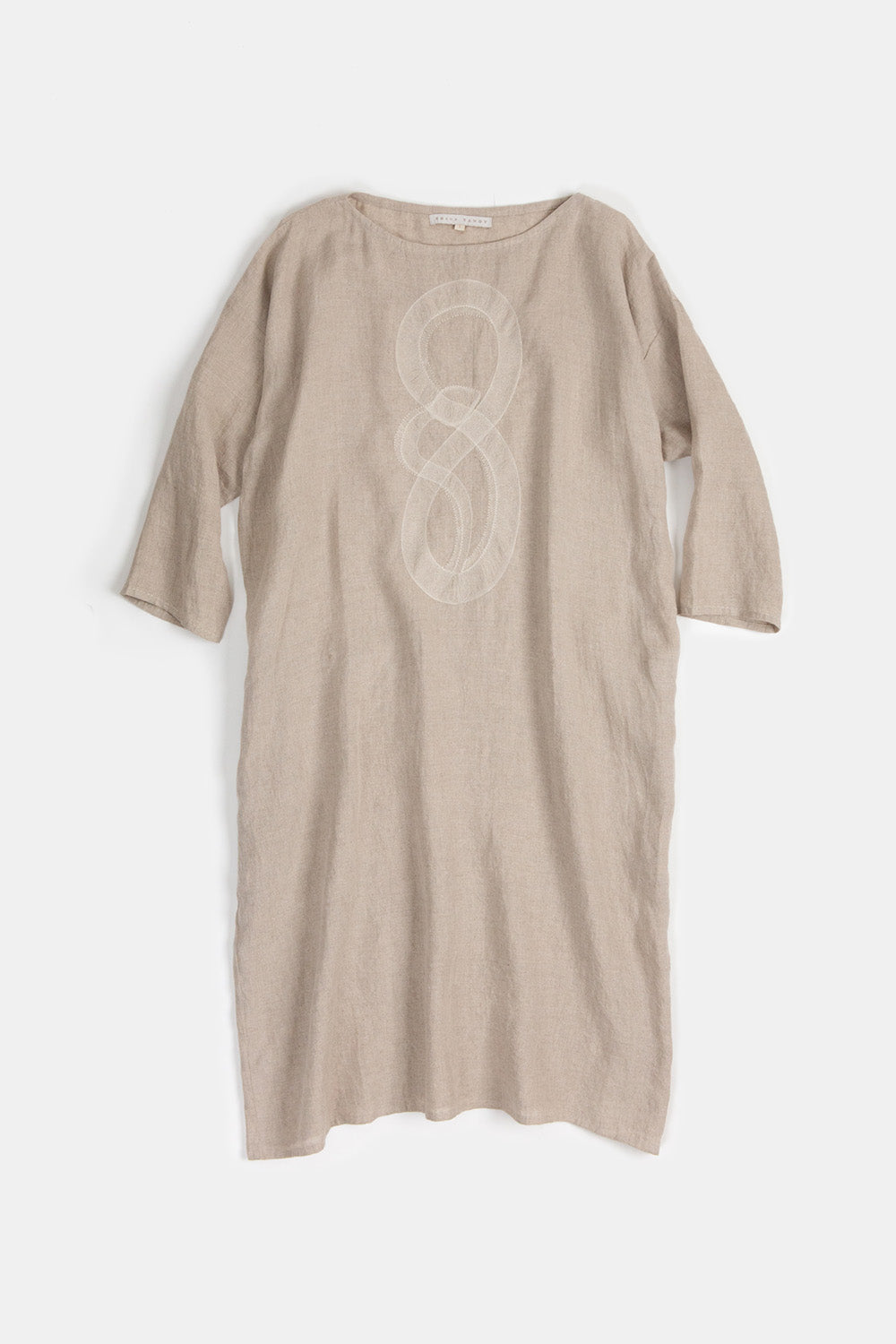 Ines Embroidered Dress In Serpens Natual Linen