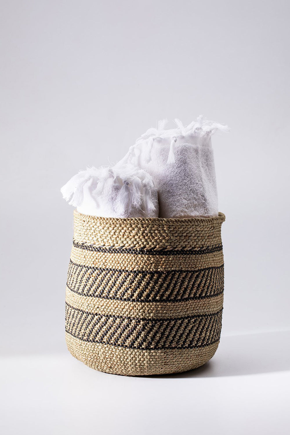 Large Iringa Stripe Basket in Natural & Black