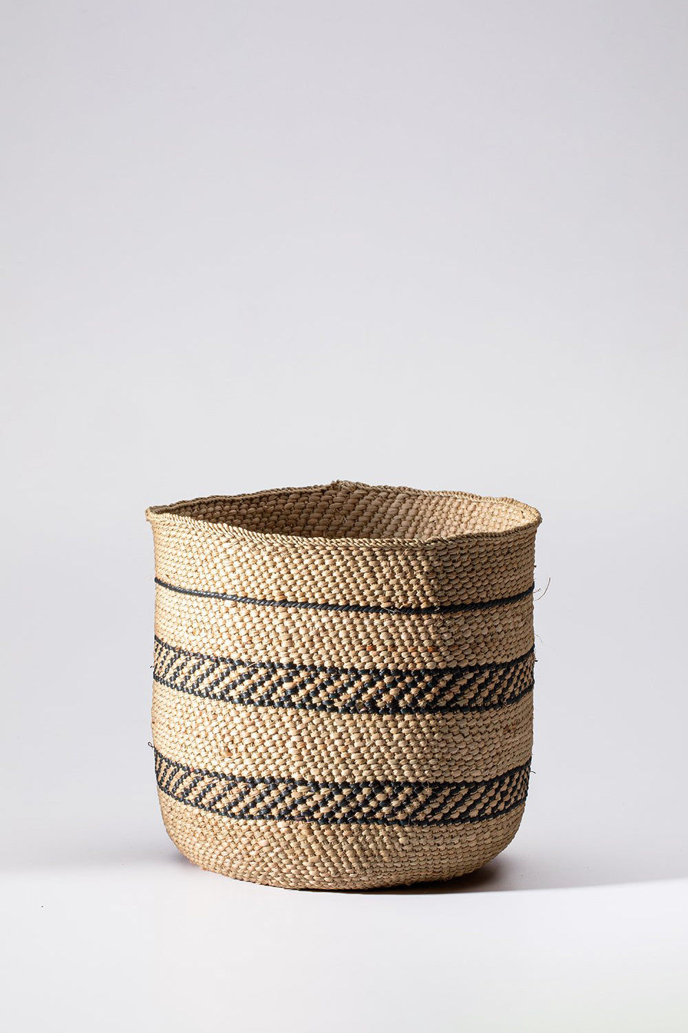 Medium Iringa Stripe Basket in Natural & Black