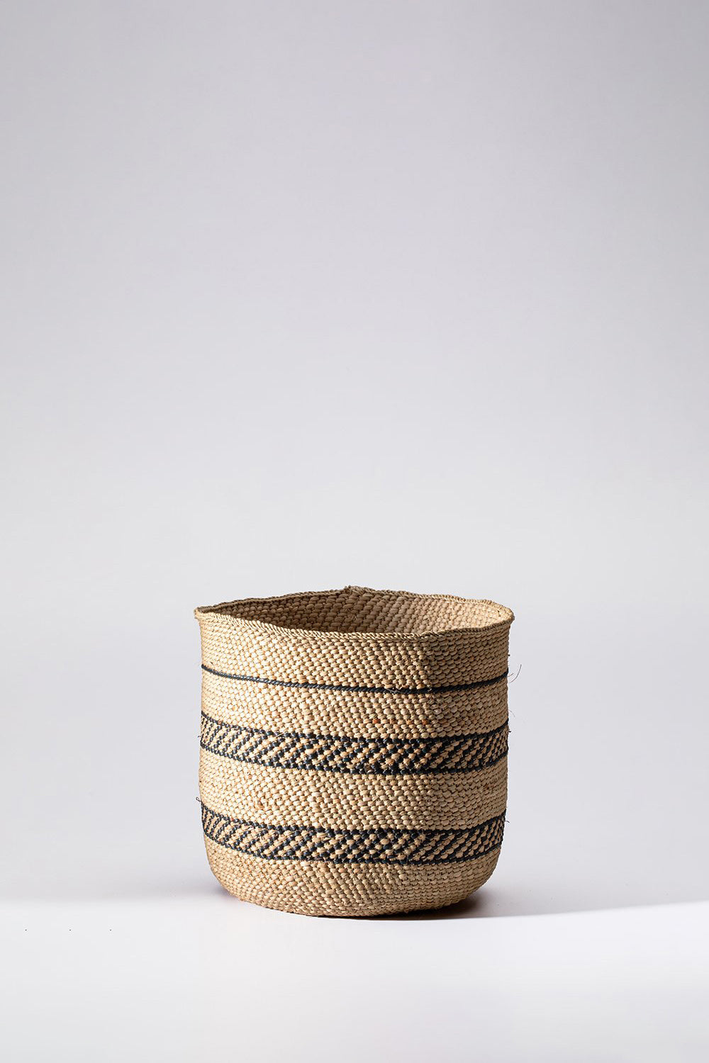 Small Iringa Stripe Basket in Natural & Black