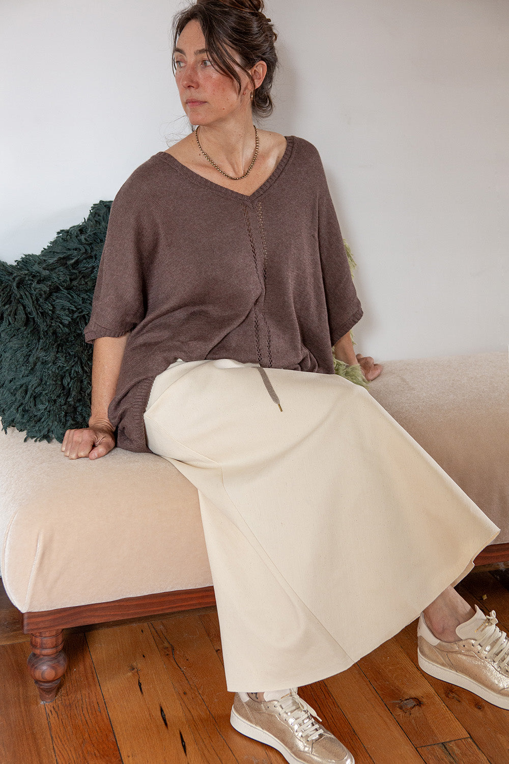 Isabelle Cotton Canvas Skirt In Natural