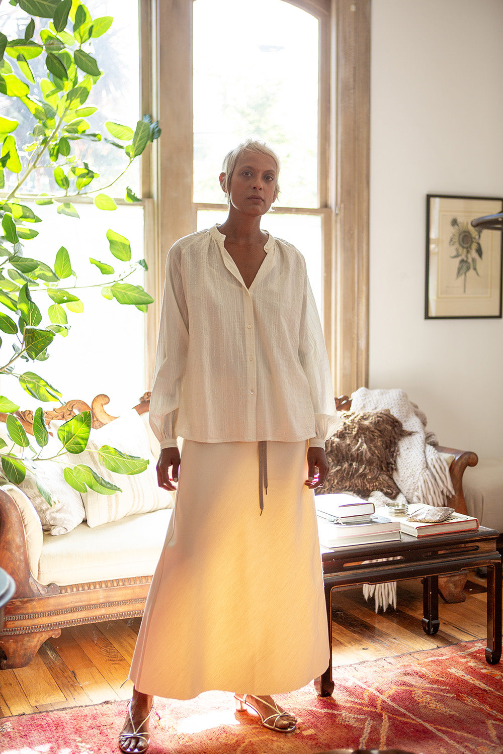 Isabelle Cotton Canvas Skirt In Natural