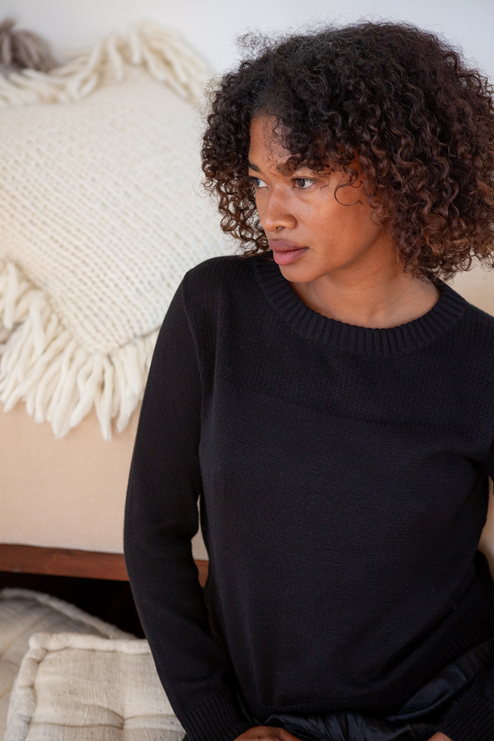 Isla Pima Cotton Sweater In Black