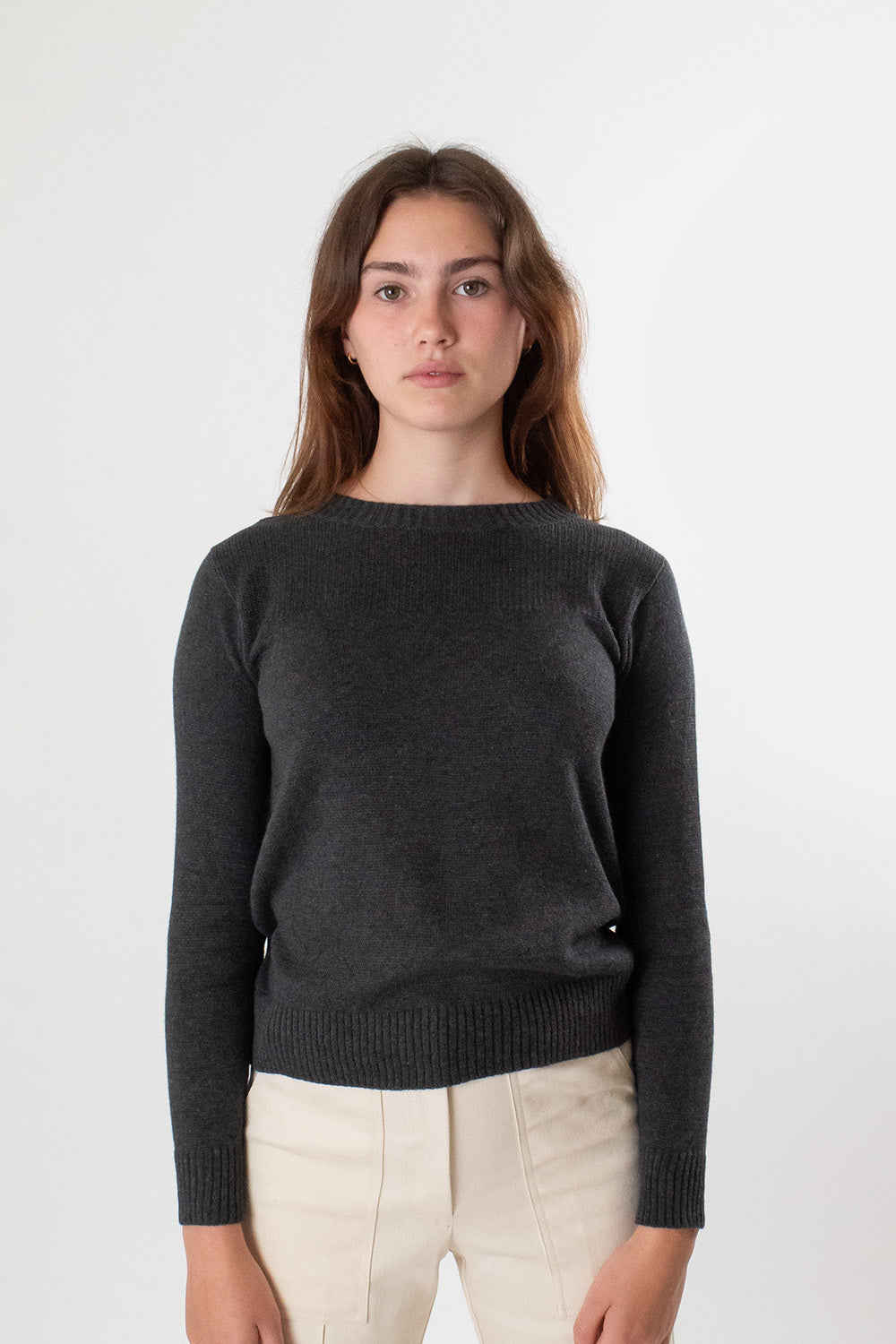 Isla Pima Cotton Sweater In Charcoal