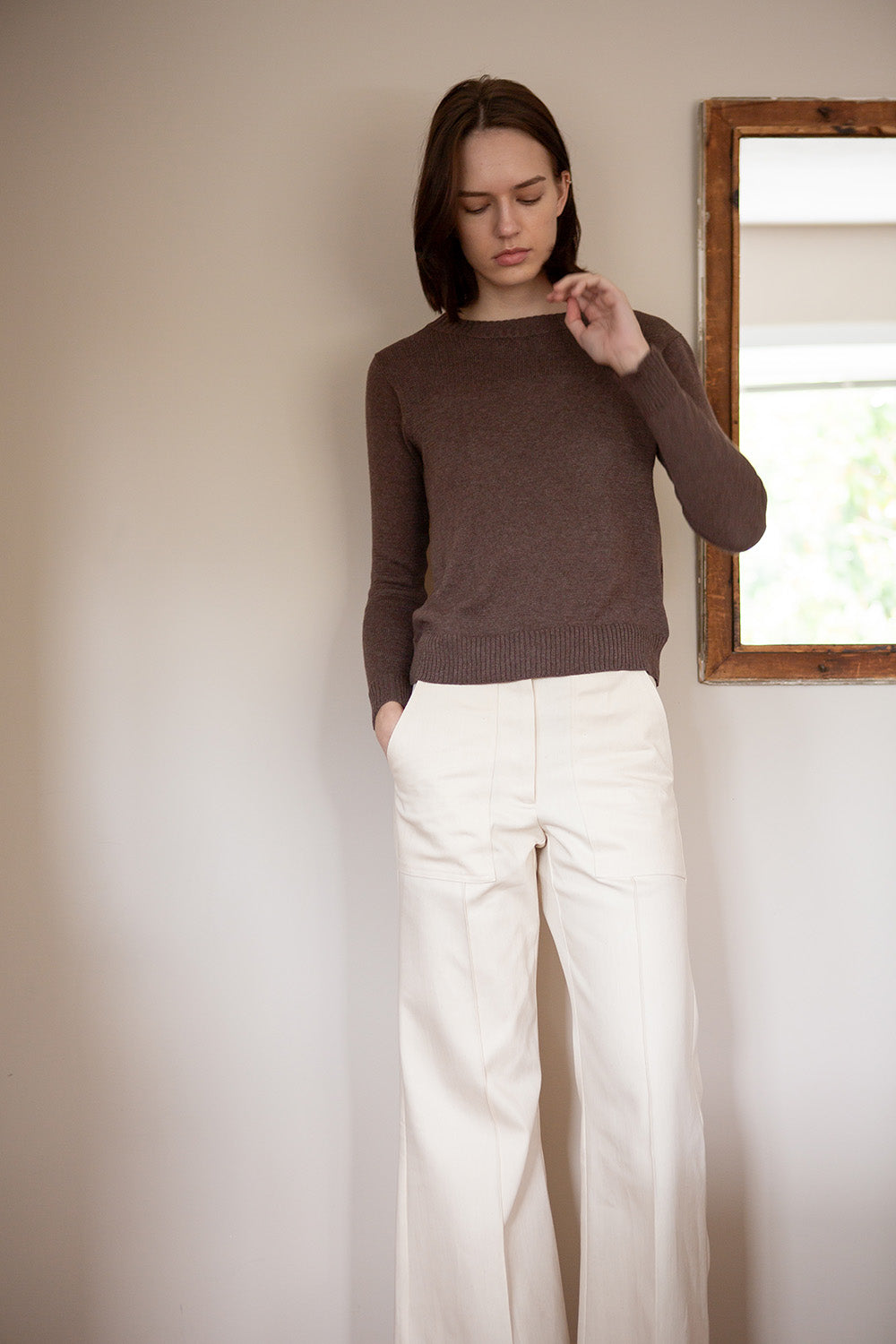 Isla Pima Cotton Sweater In Driftwood
