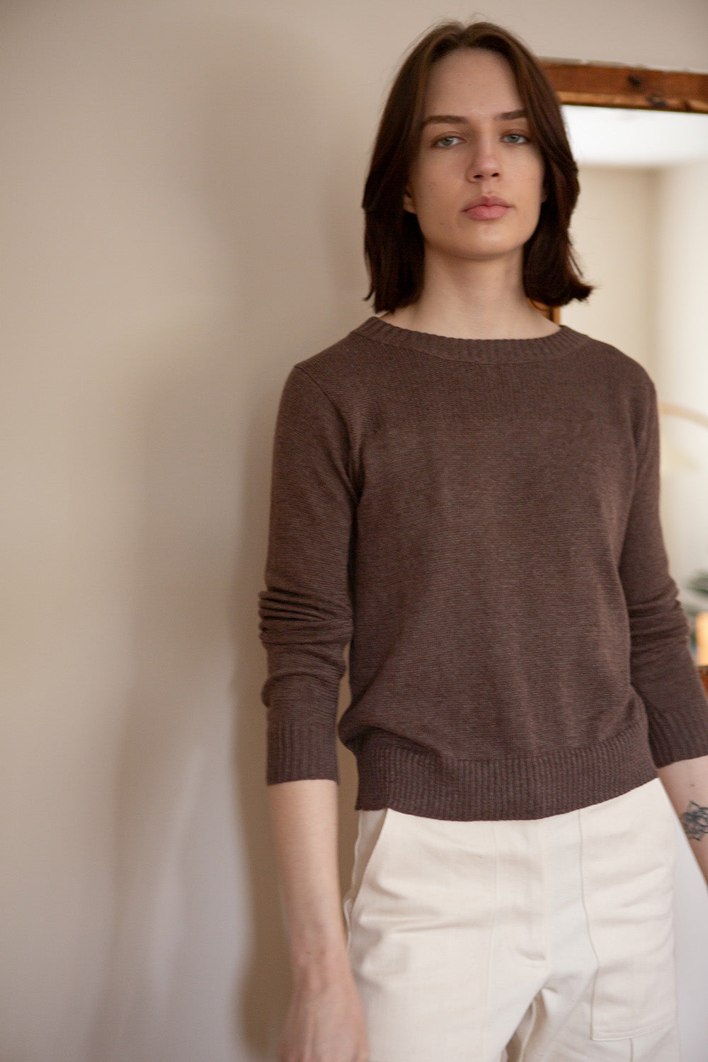 Isla Pima Cotton Sweater In Driftwood